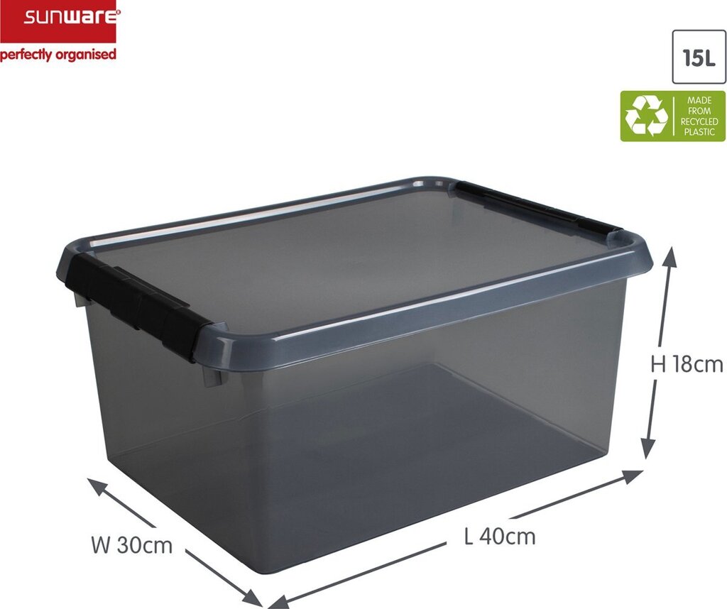 sunware-line-opbergbox-15-liter-transparant-grijs-voorkant-02