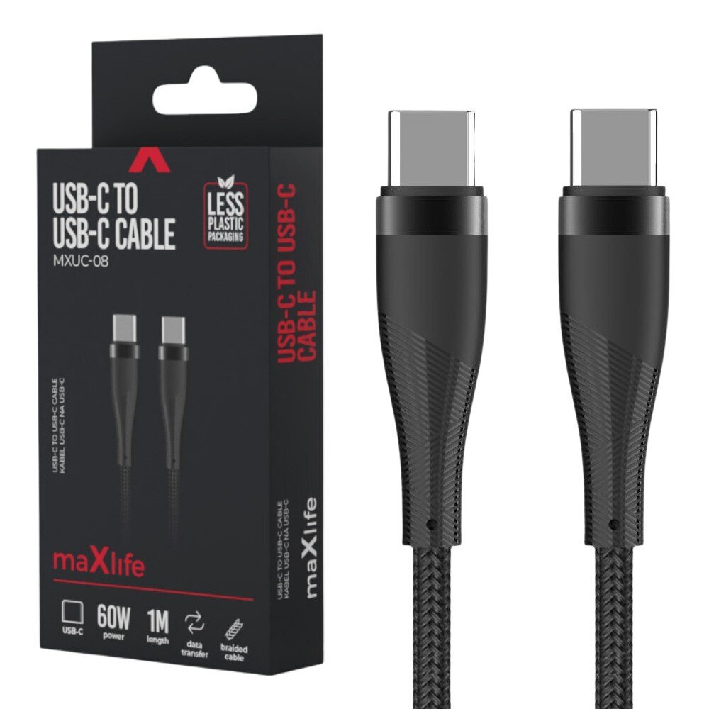 maxlife-usb-c-usb-kabel-1-m-zwart-omvlochten-60w-voorkant-01