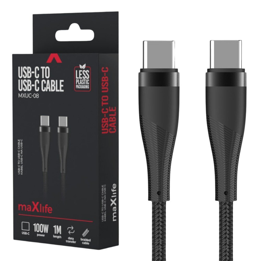 maxlife-usb-c-usb-kabel-1-m-zwart-omvlochten-100w-voorkant-02