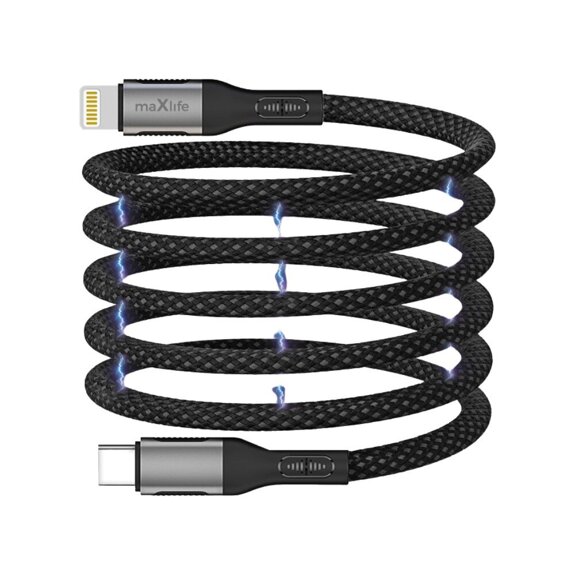 maxlife-usb-c-usb-kabel-1m-zwart-omvlochten-magnetic-27W-voorkant-01