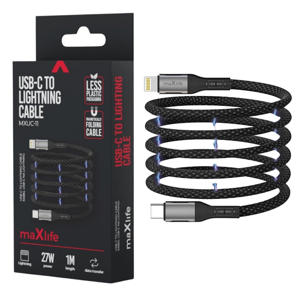 maxlife-usb-c-usb-kabel-1m-zwart-omvlochten-magnetic-27W-voorkant-02