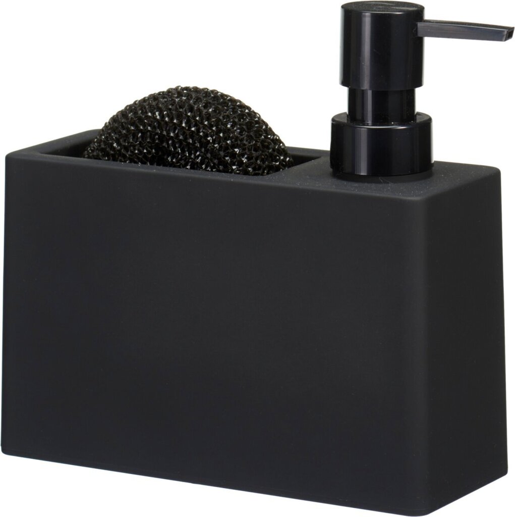 excellent-houseware-zeepdispenser-met-spons-zwart-voorkant-02