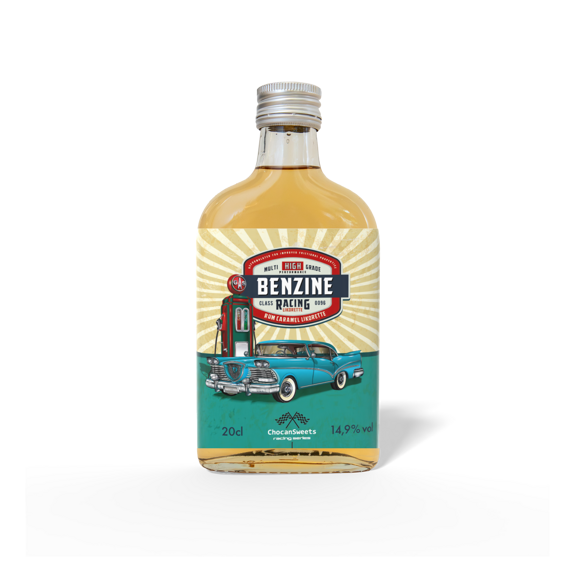 16 - Fles Benzine blauwe oldtimer