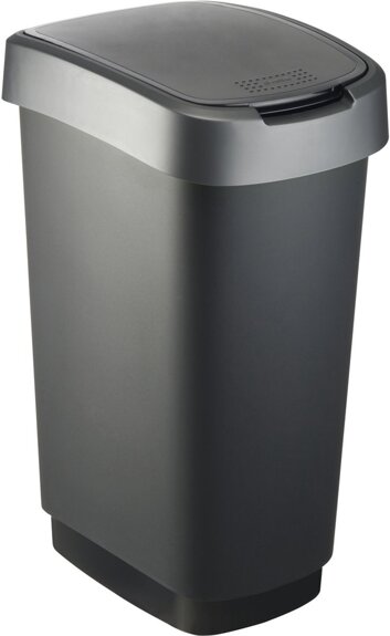 rotho-afvalbak-50-liter-twist-dark-silver-voorkant-01