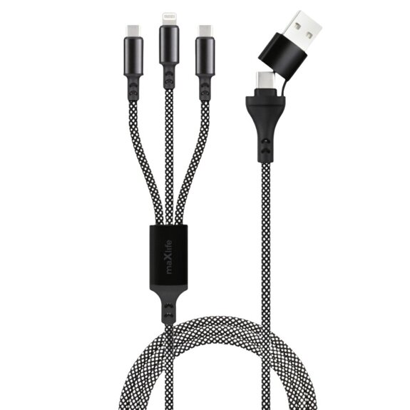 maxlife-usb-kabel-multi-lightning-2x-usb-c-zwart-66W-voorkant-01