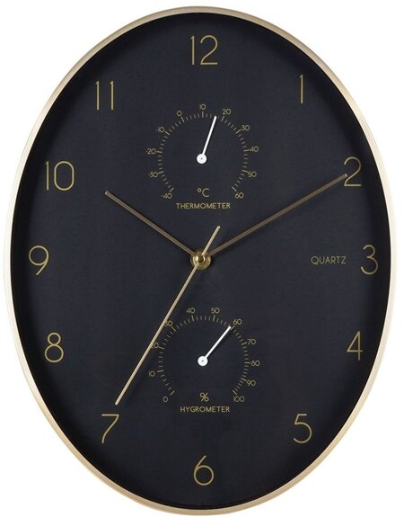 wandklok-ovaal-35-cm-met-hygrometer-en-thermometer-zwart-goud-voorkant-04