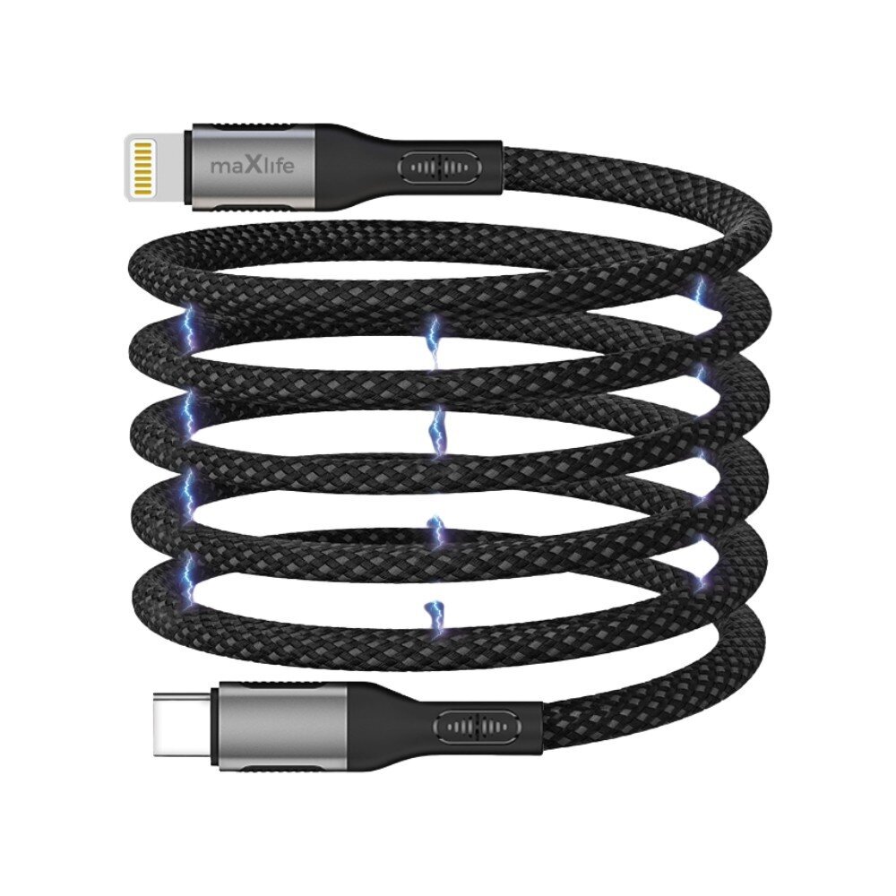 maxlife-usb-c-usb-kabel-1m-zwart-omvlochten-magnetic-27W-voorkant-01