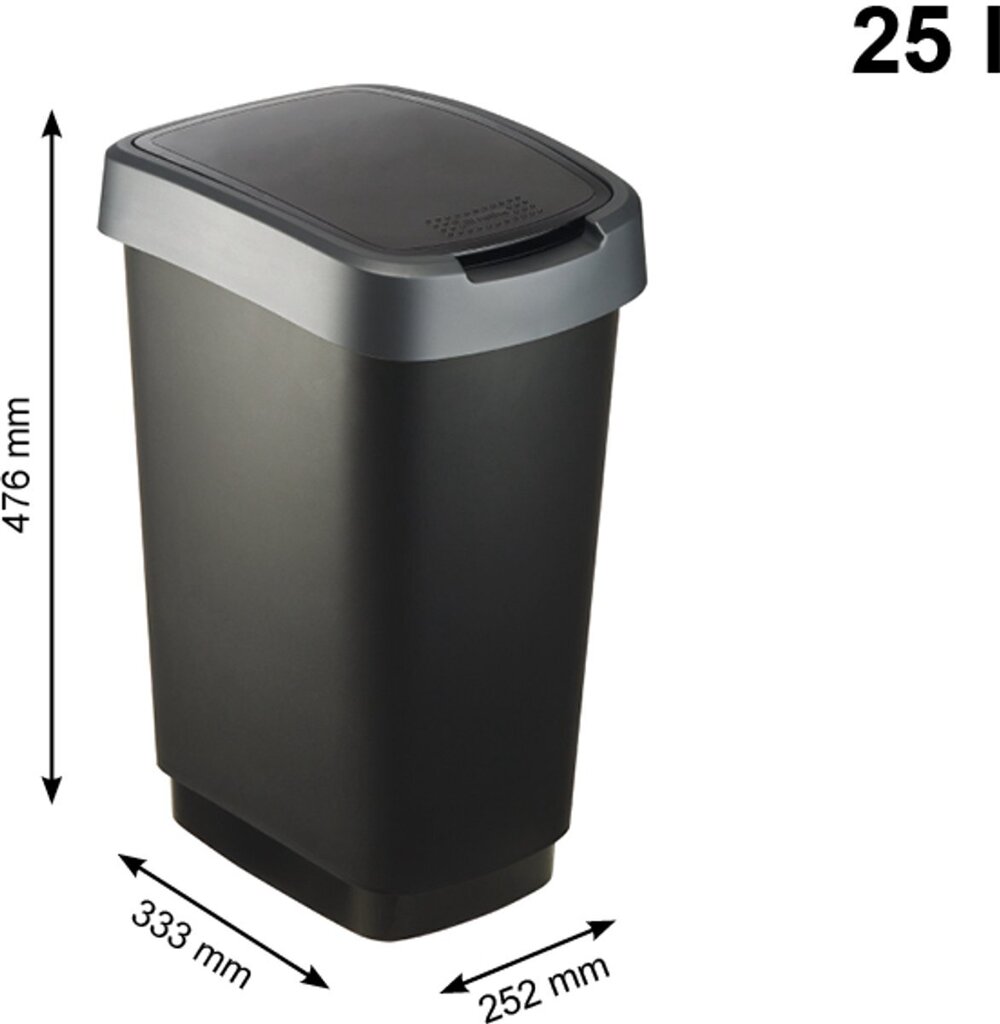 rotho-afvalbak-25-liter-twist-dark-silver-voorkant-01